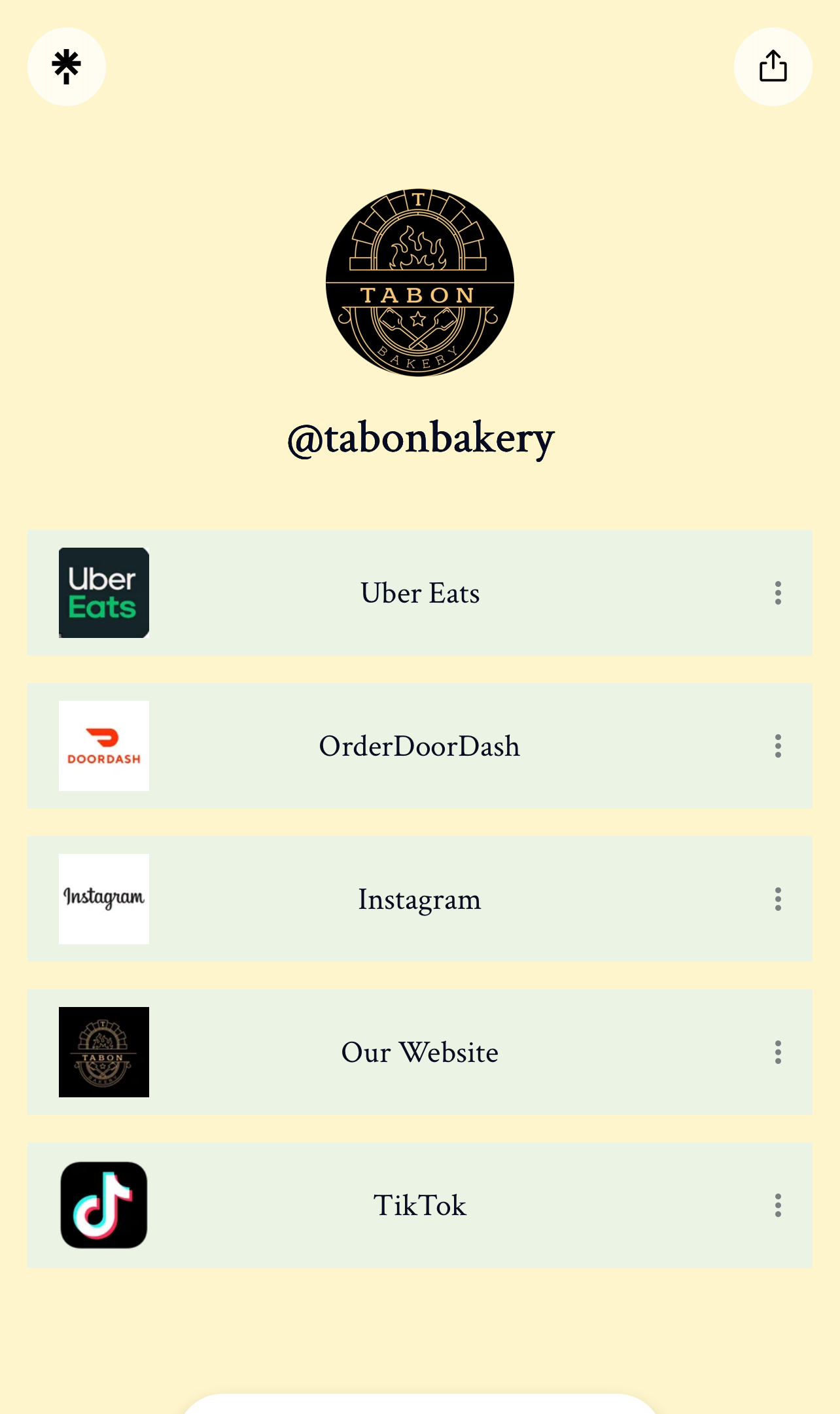 Linktree and delivery platforms screenshot